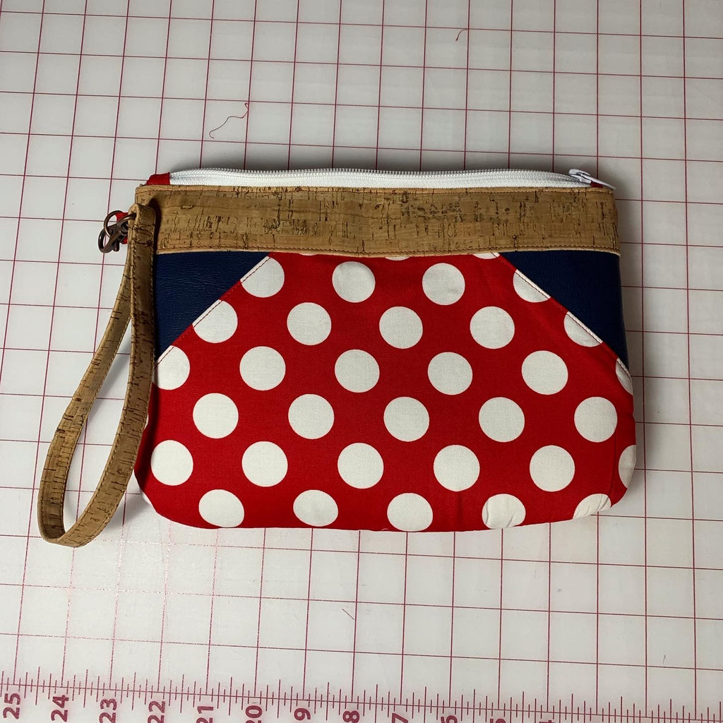 Red Polka Dot and Lobster Wristlet