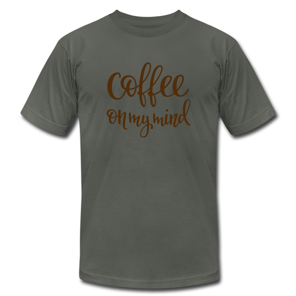 Coffee on My Mind Unisex Jersey T-Shirt by Bella + Canvas - asphalt