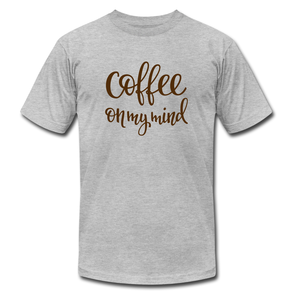 Coffee on My Mind Unisex Jersey T-Shirt by Bella + Canvas - heather gray