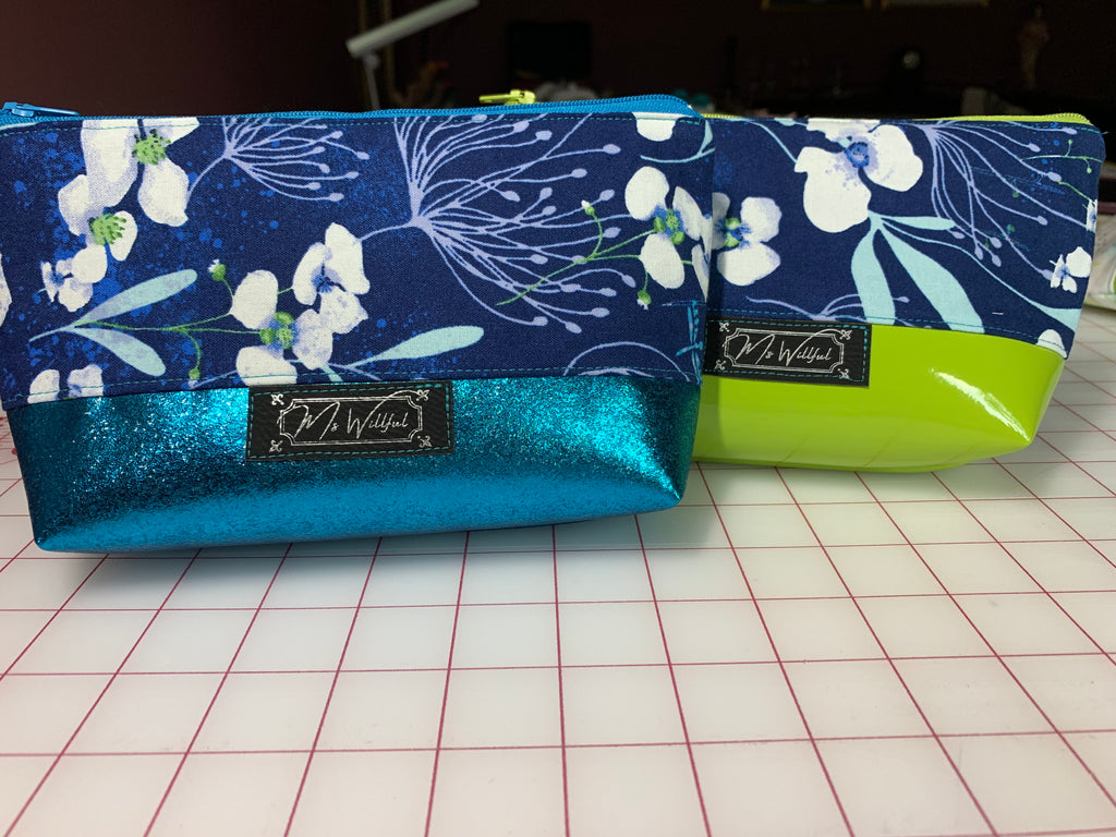 Lime and Navy Zipper Pouch